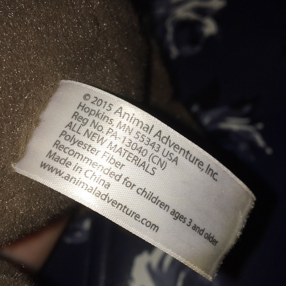 2015 Animal Adventures Dark Brown Dog Plush With a Red Ribbon & Floppy Ears 8” - Picture 2 of 3